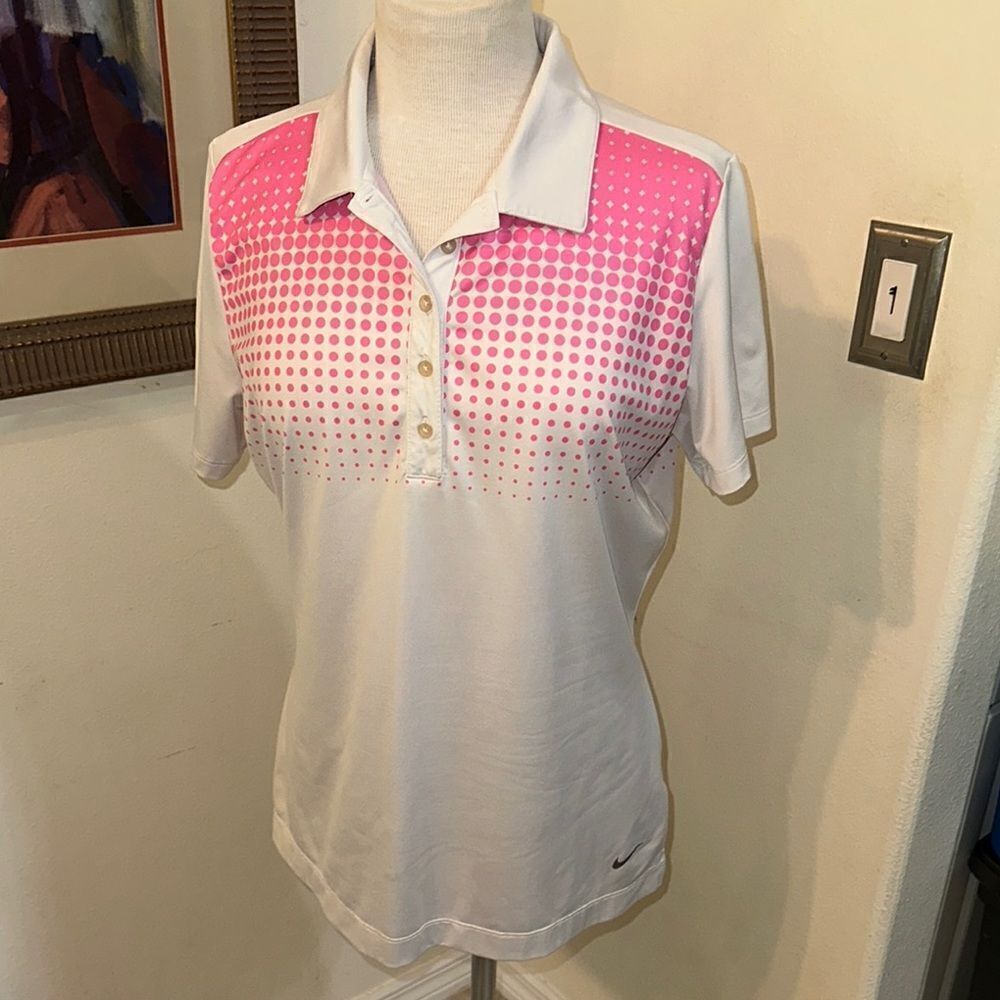 Nike Pink and White Fitted Polo Shirt    Size Large - Picture 3 of 12